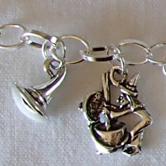 Halloween Theme 13 Charm Bracelet SP New Handcrafted + Organza Roses Gift Bag - Picture 12 of 14